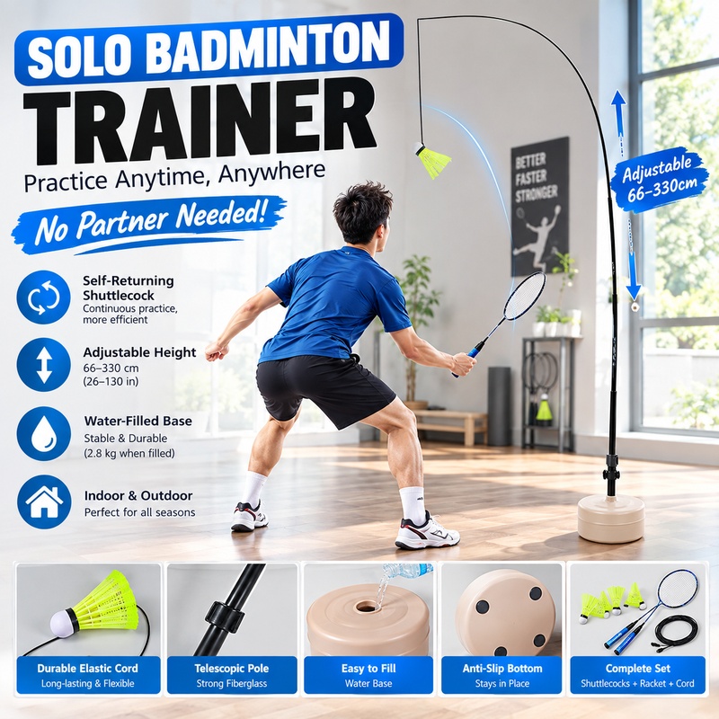 Solo Badminton Trainer Self-Re - đánh giá và giá Badminton Shuttlecock